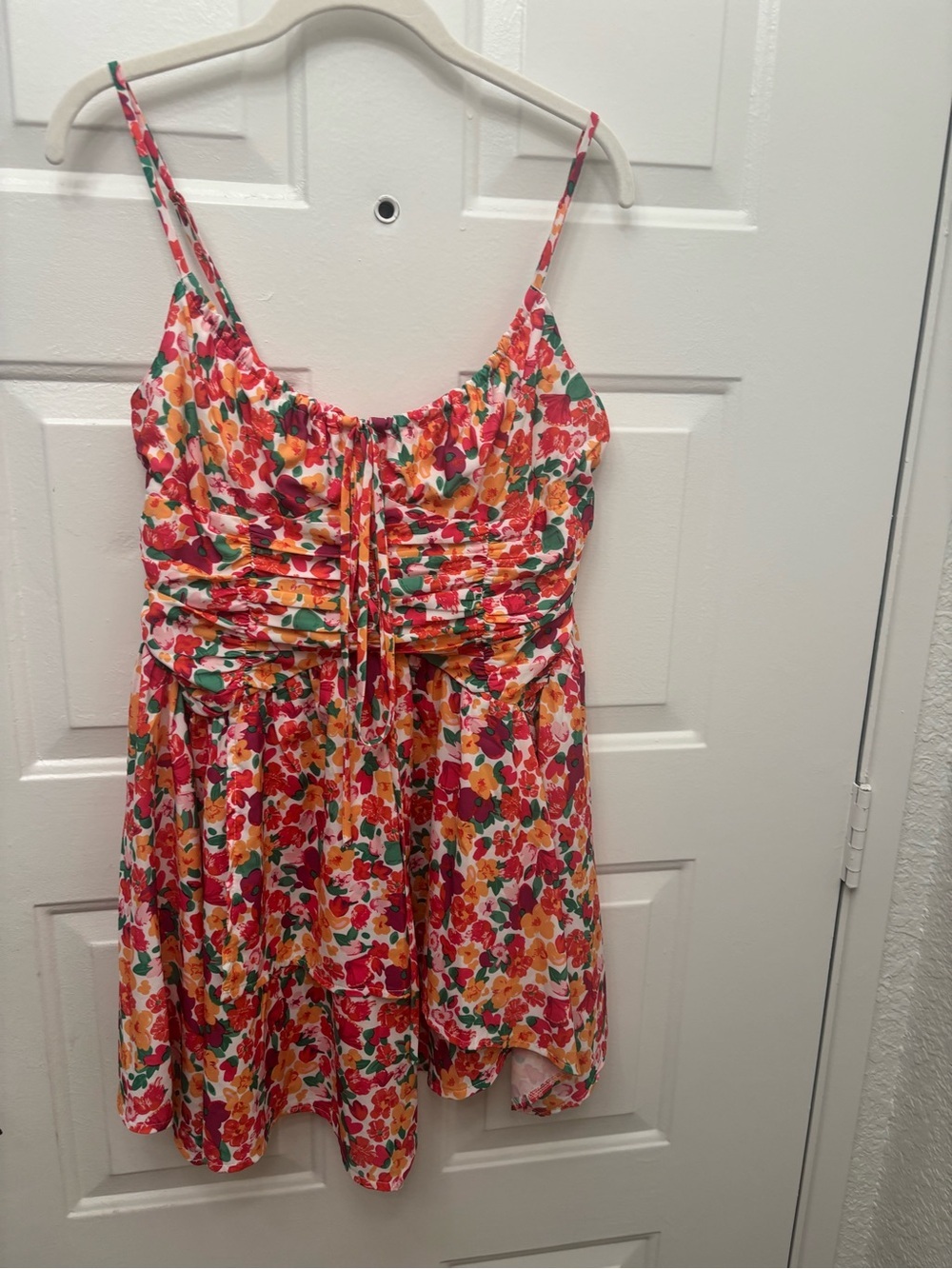 Princess Polly Floral Spaghetti Strap Dress - Pink Orange Green
